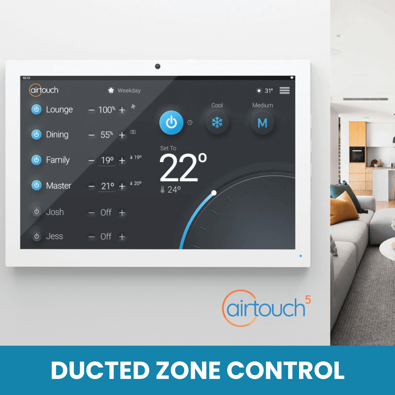 Ducted Zoned Heating and Cooling Launceston with AirTouch5